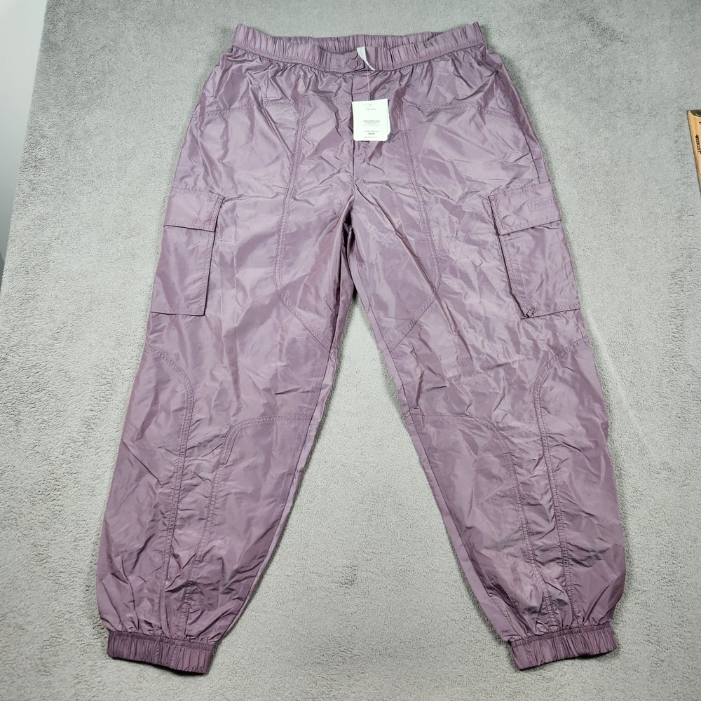 Fabletics Parachute Pant Women XL Plum Cactus Shine Cargo Jogger Baggy